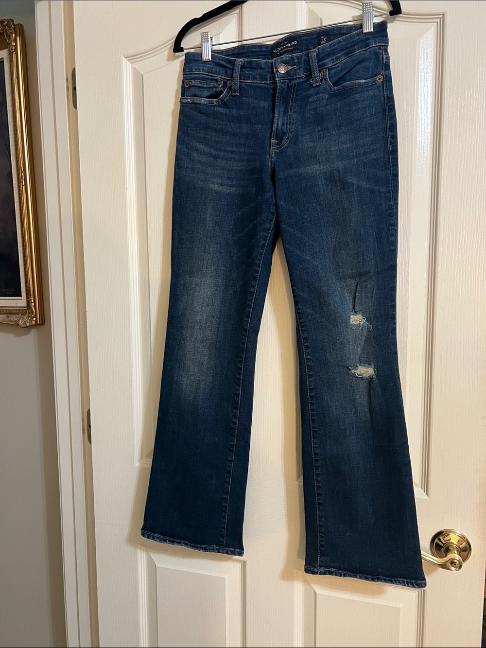 Lucky Brand Dark Blue Flare Jeans with Subtle Distressing- Sweet Boot Cut